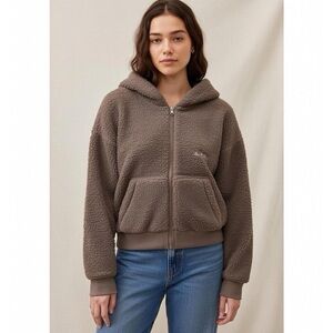 SKIMS Taupe Sherpa Zip Hoodie Jacket - size XL - NWT condition